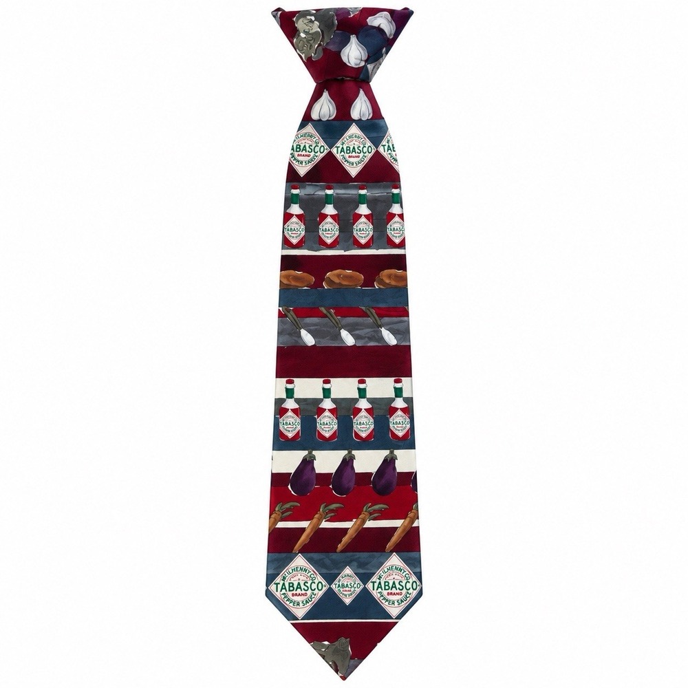 Men's Tabasco Hot Sauce Necktie Tie 100% Silk